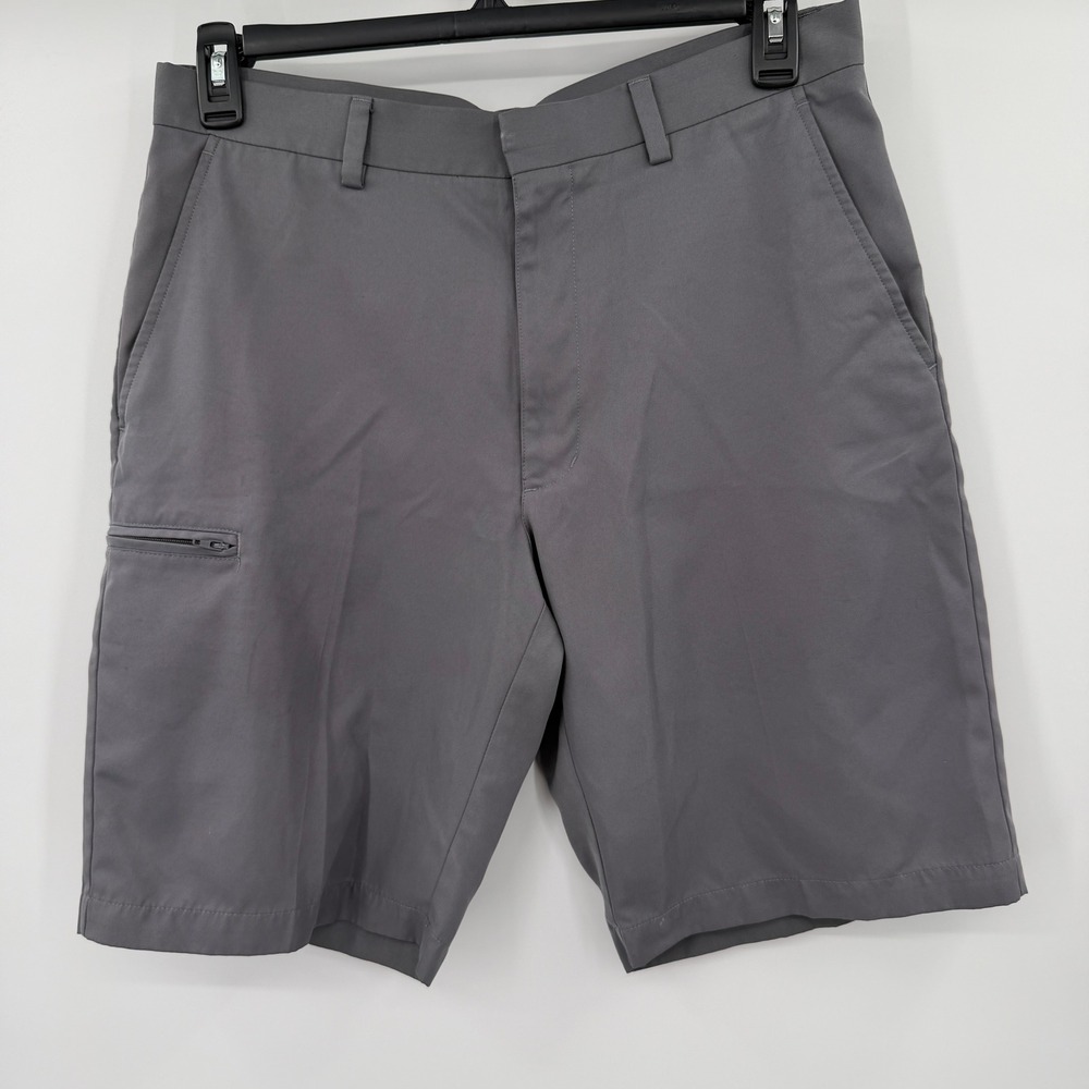 Grand Slam Mens Gray Golf Shorts Size 33 Flat Front Zippered Utility Pocket